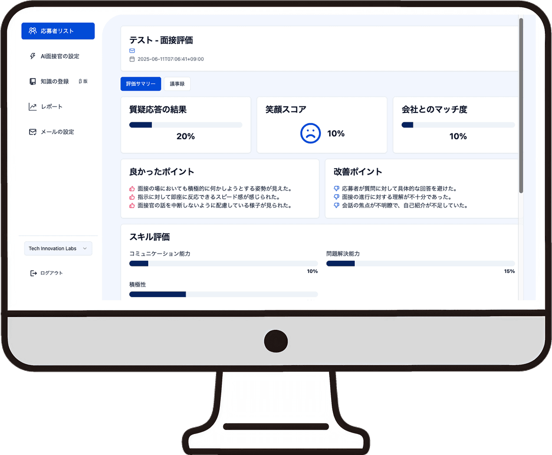 候補者を総合的に評価・分析